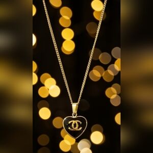 Black And Gold Heart Necklace